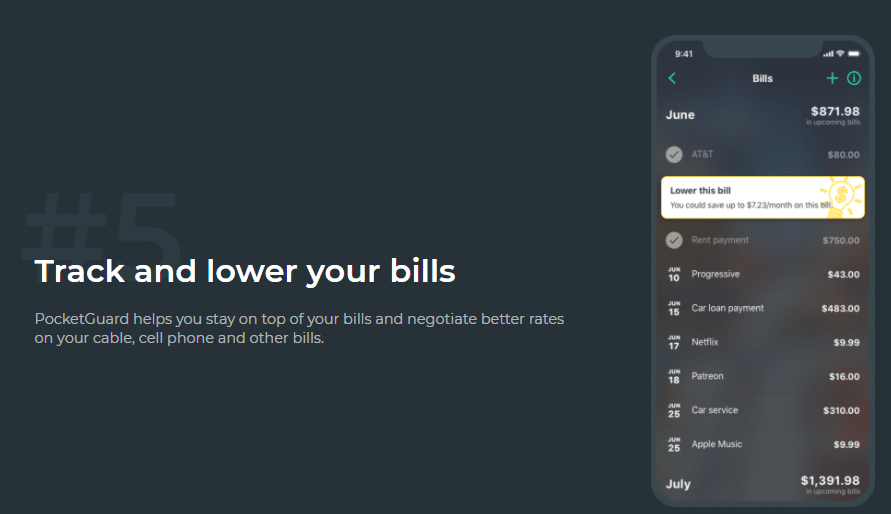 Track and lower your bills
Graphical user interface, text, application