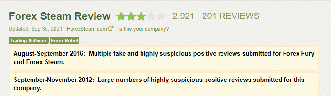 Fake Forex Steam reviews on the Forexpeacearmy site