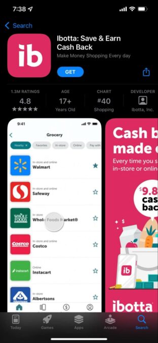 Ibotta App in Apple App Store