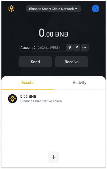 A fully configured Binance wallet