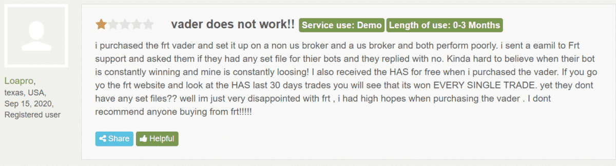 Negative trader review