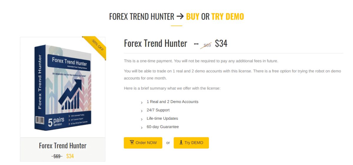 Pricing details of Forex Trend Hunter
