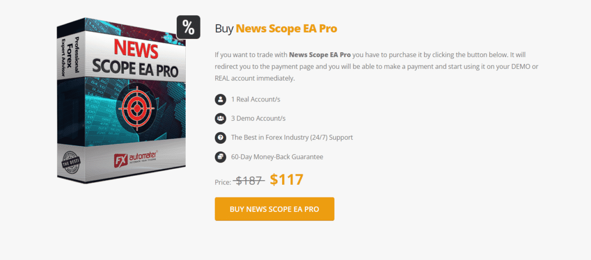 Pricing package of News Scope EA Pro