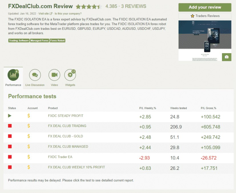 A page of FX Deal Club on Forex Peace Army