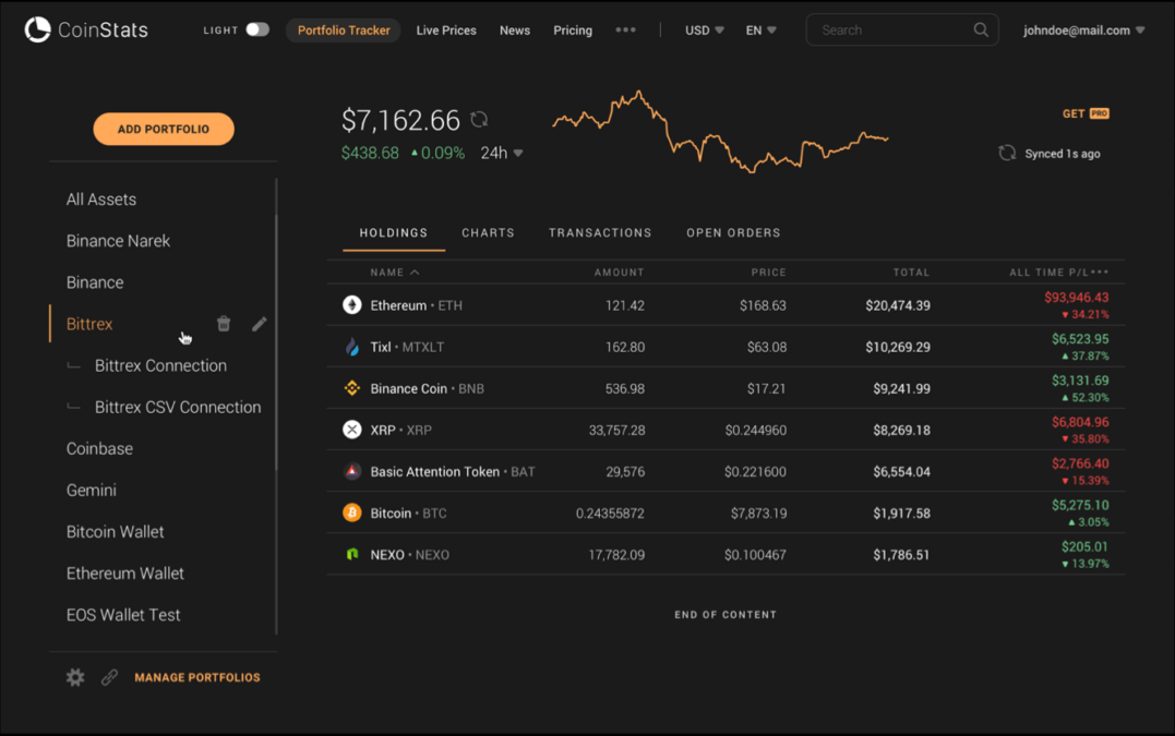 Coinstats interface