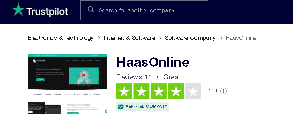 HaasOnline’s page on Trustpilot