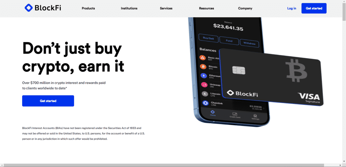 BlockFi website homepage