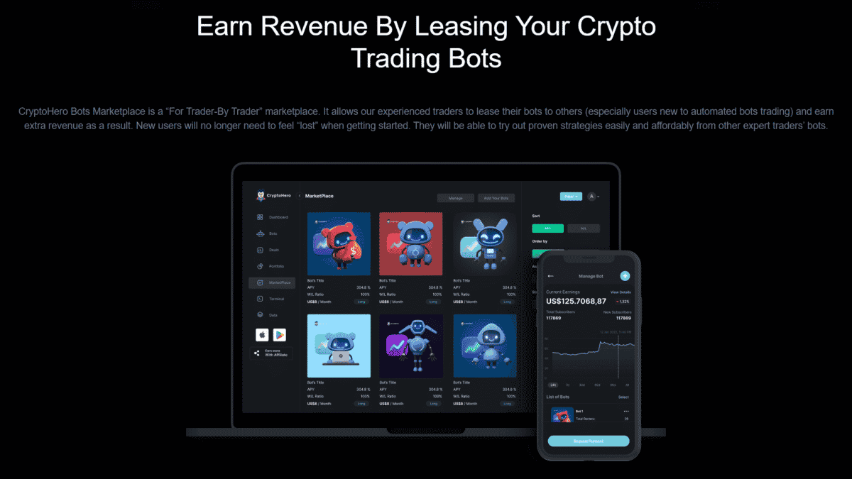 Leasing robots on the CryptoHero platform